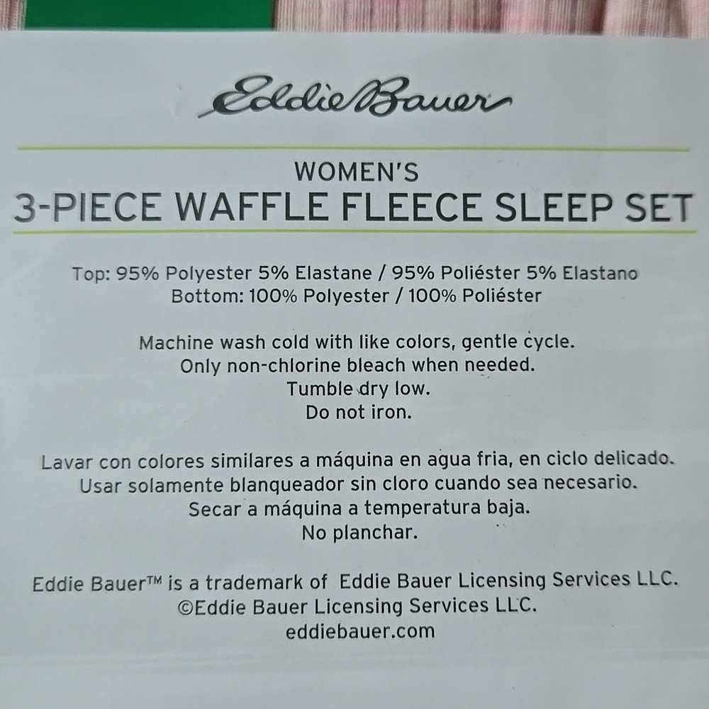 Eddie Bauer Pink and Blue Waffle Fleece 3 Piece Sleep Set - Picture 4 of 4